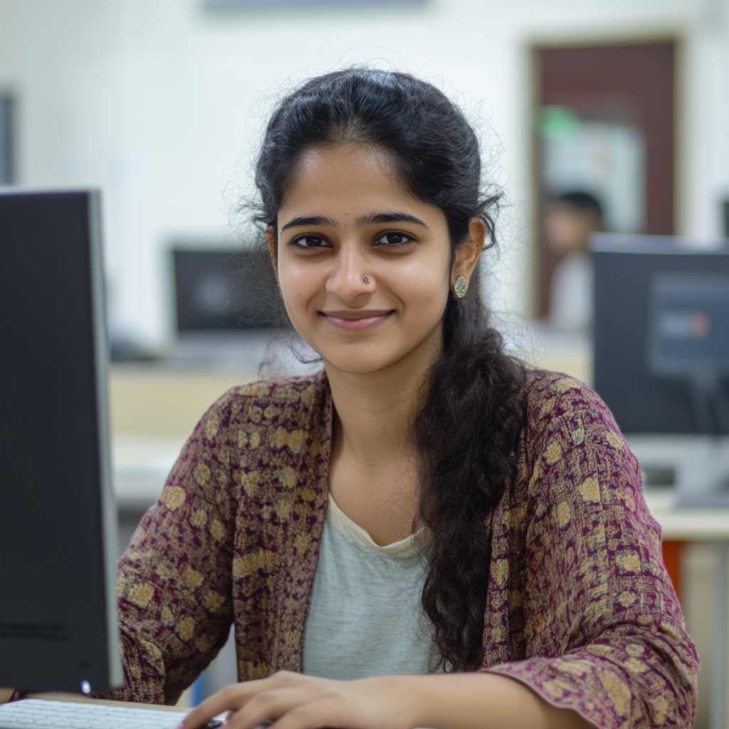 a kerala girl with a laptop